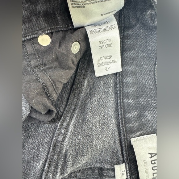 Agolde Riley Button Fly High Rise Crop Straight Black Jeans Size 24 - Picture 9 of 15